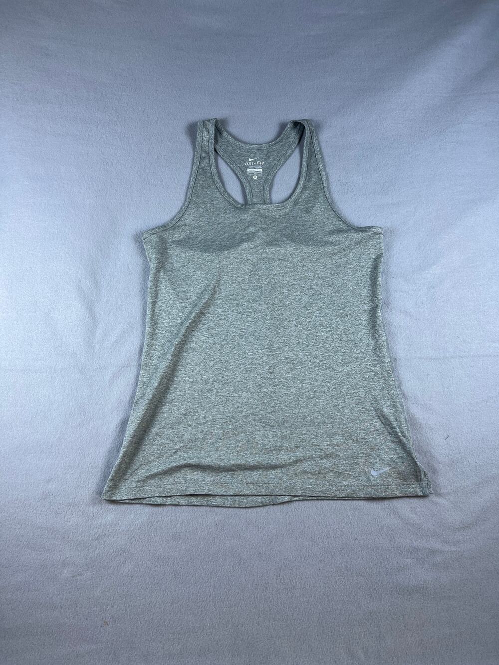 Nike Dri-FIT Tank Top Women M Gray Racerback Training Athletic Performance Sport